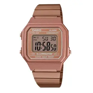【CASIO 卡西歐】電子錶 女錶 中性錶 不鏽鋼錶帶 玫瑰金 防水 全自動日曆(B650WC-5A)