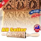 Embossing Rolling Pin Engraved Wooden Rolling Pin Dough Roller Cookies XmSW