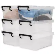 15 Quart Lidded Plastic Storage Bin Boxes, Clear Stackable Container Baskets ...