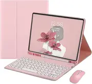 Ipad Keyboard Case With Mouse Retro Round Key Caps Detachable