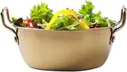 Stainless Steel Bowl - Soup Plate, Pasta Bowl | Double Ear Domestic Bowl, Gold Instant Noodle Bowl with Handle, Snack Bowl Perfect for Rice Dessert
