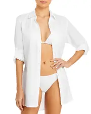 Tommy Bahama Crinkle Boyfriend Shirt Swim Cover-Up