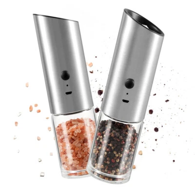 Electric Salt and Pepper Grinder Set Rechargeable with LED Light USB Automatic G