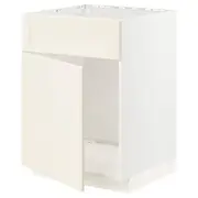 METOD base cabinet f sink w door/front, white/Bodbyn off-white, 60x60x80 cm
