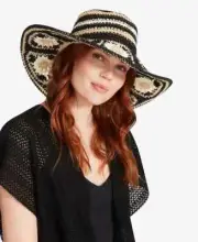 STEVE MADDEN Women's Sunburst Crochet Floppy Hat, OS