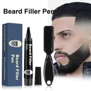 Beard Pencil Filler For Men,4 Tip Beard Filler Pen Kit Beard Pen & Beard Brush Male Mustache Repair Shape, Effective Enhance Facial Hair