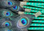 10 Peacock Feather Pen Favors ,Weddings,Sweet16,Quinceañera,Recuerdos/Bautizo