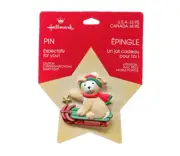 Hallmark PIN Christmas Vintage DOG Yellow Labrador PUPPY on SLED '90s Brooch NEW