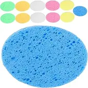 HONITANO 12Pcs Oval Facial Cleansing Sponges Cellulose Exfoliating Face Wash Pads for Gentle Makeup Removal Skin Cleansing and Pore Purification