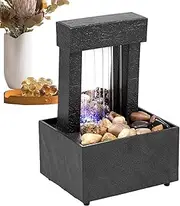Tabletop Fountain - Ceramic Waterfall Fountain, LED Light Zen Fountain | Interactive Water Fountain with LED, Small Waterfall Fountain, Relaxate Water Feature Waterfall Fountain