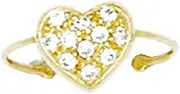 [JewelryWeb] 14k Yellow Gold CZ Simulated Diamond Adjustable Love Heart Body Jewelry toe ring-toe ring for Women