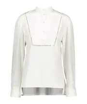 Yves Salomon Button-Front Long Sleeve Top F40,F36,F38 White
