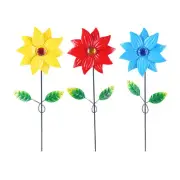 3 Pcs Metal Garden Stake Outdoor Yard Meatl Flower Tricolor Glow In Dark Plant