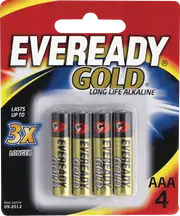 Eveready Gold AAA Batteries 4 Pack