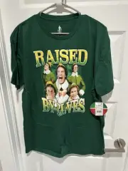New Elf Raised By Elves Buddy Will Ferrell Mens Christmas Vintage T-Shirt XLarge