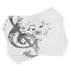 Music Place Mats Set of 4 G-Clef Key Instrument Monochrome Creative Rhythmic ...