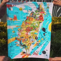 在飛比找松果購物優惠-JB DESIGN-台灣文創布地圖125-歡樂台灣島 (5.