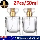 2X 50ML Refillable Perfume Atomizer Empty Flat Glass Spray Bottle Containers New