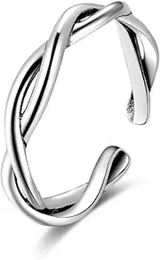 [Candyfancy] Celtic Knot Ring 925 Sterling Silver Open Middle Finger Knuckle Thumb Rings for Women Adjustable Size 4-7