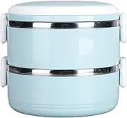 Thermal Lunch Box, Stackable Hot Food Insulated Box, 304 Stainless Steel Round Lunchbox, Sealed Food Containers,Insulated Bento Food Container for (Double Layer 304 Thickened