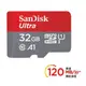 米特3C數位–SanDisk 32GB Ultra Micro SDHC A1 UHS-I 記憶卡120MB/s無轉卡