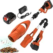 Cordless Leaf Blower Folding, 21V Brushless Garden Blowers Cordless, with 3000mAh Battery & Charger, 63m/s Powerful Electric Leaf Blower Air Blower for Lawn, Yard, Garage, Patio & Sidewalk Orange