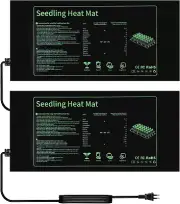 2 Pack Durable Waterproof Seedling Heat Mat, 10" X 20.75" Plant Heating Pad Home