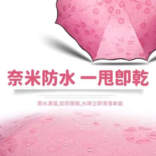 【遇水開花】加厚黑膠八骨三折變色傘(手動 抗紫外線 晴雨兩用 防曬傘 摺疊傘 遮陽傘 兩用傘 晴雨傘)