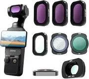 Fergio (8 Pack) Magnetic Black Mist & Wide Lens & ND & CPL Filter for DJI OSMO Pocket 3, Multi Coated HD Optical Glass Lenses (ND16,ND64,ND256,Wide Lens,CPL,1/4 Black Mist,Steak Blue,Macro)
