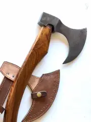 CUSTOM HANDMADE DAMASCUS STEEL WOOD Throwing Axe HATCHET TOMAHAWK Knife