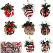 Homiliky 8 Pack Christmas Ball Ornaments Christmas Baubles Christmas Tree Hanging Ornaments Rustic Christmas Baubles with Pinecones and Berries Christmas Tree Decoration
