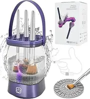YOKONICO Makeup Brush Cleaner - 9000 RPM Electric Brush Cleaning Machine with 1200 MAh Rechargeable, IP65 Waterproof Automatic Makeup Brush Cleaner for Makeup Sponges and Brushes (Purple)