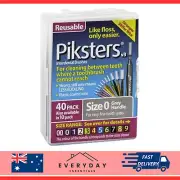 Piksters Interdental Dental Reusable Brushes - 40 Pack Size 0 (Grey)
