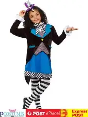 Little Miss Mad Hatter Book Week Alice in Wonderland Girls Costume + Hat
