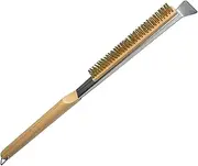 SupMaka Pizza Oven Brush, 22” Pizza Stone Cleaning Brush - Copper Wire Pizza Brush with Wooden Handle and Stainless Steel Scraper, Pizza Oven Accessories for Outdoor Pizza Grill Cleaning
