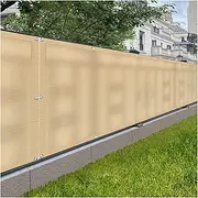 Beige HDPE Fence 1.2x16m with Eyelets and Cable Ties Anti Aging Fence Mesh Shade Net Cover for Backyard Outdoor Garden Paddock Wall 1.2m Height