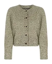 Alessandra Rich Sequin Embellished Cropped Tweed Jacket IT40 Nude