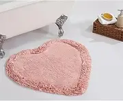 Better Trends 100% Cotton Bath Rug in Shaggy Border Collection - Ultra Soft, Plush, Absorbent, Tufted Bath Rug, Quick-Dry, Great for Bath, Shower, Bedroom - 30" Heart, Pink