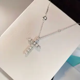 現貨#Tiffany&CO.蒂芙尼 項鍊 純銀項鍊 水晶項鍊 吊墜 飾品 首飾 附盒提袋 水鑽十字架造型簡約