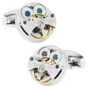 Silver Steampunk Watch Movement Gear Cufflinks Cufflinks Cufflinks n02919