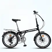 Folding Adult Bicycle, 20-inch 7-Speed Ultra-Light Portable Bicycle, Adjustable Seat Handle, Double-disc Brake, 3-Step Quick Folding (Including Gifts)