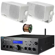 Pyle PDA612BU.5 Bluetooth Stereo Receiver, 2x 3.5'' 200W Max Mini Box Speakers