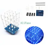 3D LED 4X4X4 Light Cube Square DIY Suite Set LED Precise Blue for Arduino Shield