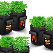 2/5/10 Pack Potato Grow Bags Pots with Handle Access Flap and Window Breatheable