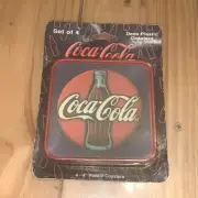 Coca Cola Brand Set of 4 Deco Plastic Drink Coasters Vintage 1996