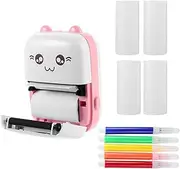 SEWACC Mini Printer, Mini Portable Thermal Printer Wireless Pocket Label Printer with Printer Paper and Pen (Pink)