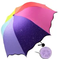 在飛比找樂天市場購物網優惠-遇水開花折疊雨傘公主傘太陽傘晴雨傘 黑膠彩虹傘防紫外線