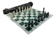 ARMY GREEN QUIVER COMBO : Chess Board, Bag, & 3 3/4" King Pieces - FREE SHIP
