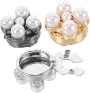 [WOFASHPURET] Set of 3 Cufflinks Shirt Studs Flower Design Alloy Rhinestone Versatile for Occasion Business Evening Wedding Tuxedo Scarf Clip Shawl Buckle Fashion Accessories