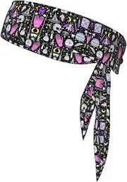 [YANYU] Magic Witch Witchcraft Bohemian Drawing Print Sports Head Tie Sweat Wicking Head Tie Quick Dry Adjustable for Men and Women